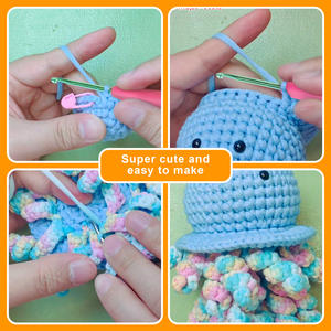 Mignon méduse animal bricolage crochet kit pendentif décoration avec <span class=keywords><strong>anglais</strong></span> vidéo tutoriel débutant crochet kit <span class=keywords><strong>pour</strong></span> adultes enfants - Product Image 4
