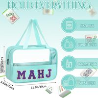 Sac de rangement transparent pour Mahjong en tissu Oxford et polyester, organisateur de tuiles MAHJ, pochette de rangement pour tuiles brillantes, pour poker portable
