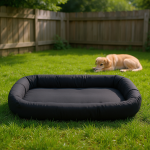 Coussin pour chien noir ovale taille moyenne pour usage extérieur, pour chiens de petite à moyenne taille - Product Image 2