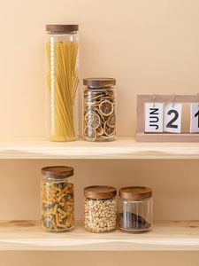 Pot de conservation alimentaire en verre borosilicate de haute qualité avec couvercles hermétiques en acacia, récipient de rangement pour la cuisine - Product Image 3