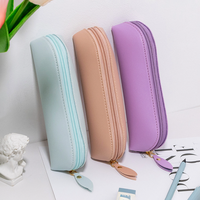 Étui à crayons en cuir PU YY, organisateur de bureau moderne et tendance avec fermeture éclair, 17x4.5x6cm, logo personnalisé pour le bureau et l'école