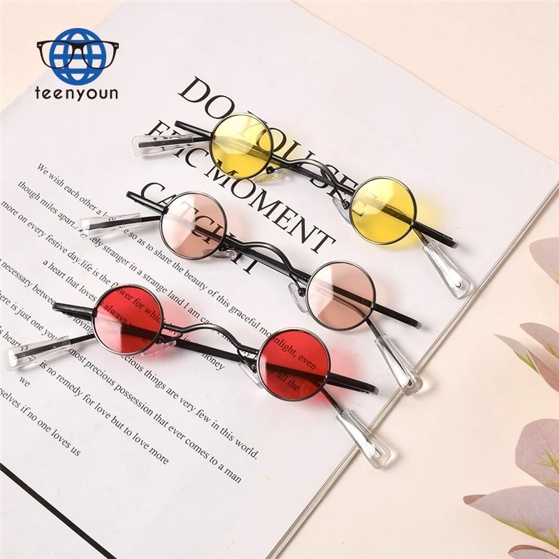 Teenyoun Retro Mini Sunglasses Round Men Metal Frame