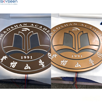 SKYSEEN Panneaux lumineux publicitaires ronds à LED avec logo personnalisé, signalétique éclairée pour entreprises et écoles, utilisation en extérieur et en intérieur