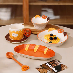 Tazón <span class=keywords><strong>de</strong></span> <span class=keywords><strong>Porcelana</strong></span> Pintado a Mano con Diseño <span class=keywords><strong>de</strong></span> Postre, Vajilla para Pan, Taza <span class=keywords><strong>de</strong></span> Café con Relieve, Plato, Apto para Microondas - Product Image 1