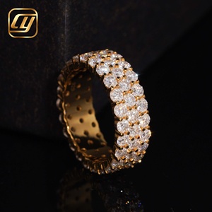 Full Pave <b>Iced</b> Out Eternity Band IGI VVS Lab Grown Diamond <b>Ring</b> Gold Plated 925 Sterling Silver Luxury Wedding Anniversary <b>Ring</b> - Product Image 1