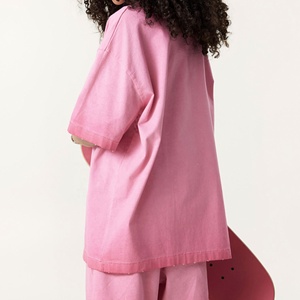 เสื้อยืดคอกลมโอเวอร์ไซส์ผ้าฝ้าย 100% แบบวินเทจ ย้อมสีเอซิด พิมพ์ลายได้ ขายส่ง รับผลิตแบบ OEM - Product Image 4