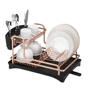 BX Metal 2 Tier Dish Drying Rack With Tray Kitchen Dish Rack