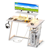 Bureau d'ordinateur en plastique rose Bureau de jeu bon marché avec support de moniteur Table de PC de bureau à double couche