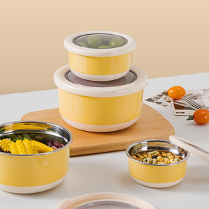 Ensemble de bols hermétiques en acier inoxydable 304 pour la conservation des aliments, empilables, avec couvercle - Product Image 1