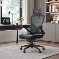 Chaise de bureau exécutive moderne à dossier haut ergonomique en maille et mousse pour salon, avec appui-tête réglable et soutien lombaire pivotant