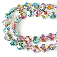 Zhubi 6mm 8mm perles de verre en forme de quatre trèfles pour la fabrication de bijoux couleurs plaquées perles de cristal de bonne qualité pour Bracelet bricolage artisanat