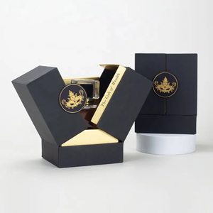 Boîte cadeau noire de luxe à double porte magnétique, en carton rigide avec insert en mousse EVA, logo personnalisé, produits de soin de la peau, bougie, parfum - Product Image 2