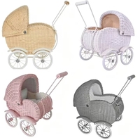 Chariots décoratifs en rotin naturel pour bébés et enfants, chariots à jouets en osier tressé faits à la main, paniers de couchage pour nouveau-nés
