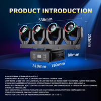 Lustres de scène à faisceau mobile XY à 4 têtes de 180 W avec LED RGBW et contrôle DMX pour les stands de DJ, les discothèques et les événements festifs
