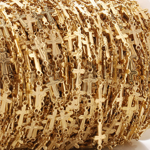 18k Gold Stainless Steel <b>Cross</b> <b>Chain</b> For Bracelet Making Handmade Jewelry Finding H1532 - Product Image 1