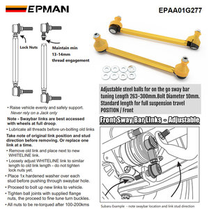 Ensemble de liaison de barre stabilisatrice à performance universelle EPMAN réglable en direct pour s'adapter à diverses applications EPAA01G277 - Product Image 4