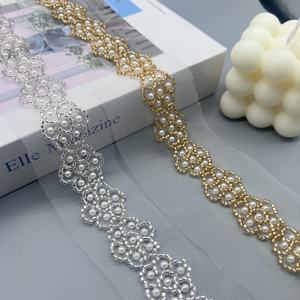 Bufanda DE BODA caliente Lentejuelas con cuentas Accesorios de ropa Bolsa Zapatos Accesorios Vestido Borde floral Bordado Malla Encaje - Product Image 6