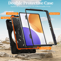 Penutup Tablet silikon kasar, untuk Xiaomi Pad 7S Pro 12.5 inci/Pad 6S Pro 12.4 "casing bawaan tali bahu tahan sepatu