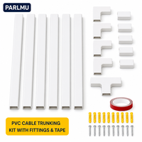 Kit complet de goulottes de câblage en PVC blanc avec connecteurs en L et en T, embouts, ruban adhésif double face et vis pour dissimuler les câbles de télévision murale