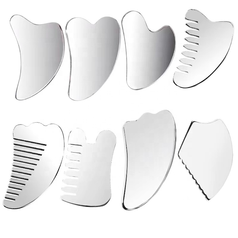 Tiktok Gua Sha Инструменты для лица 304 из нержавеющей стали Guasha Инструмент для иглоукалывания ручные массажные палочки для подвязки