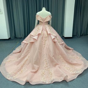 Robe de bal élégante Lsany280 rose poudré, col cœur, broderie florale scintillante, volants superposés, robe de Quinceañera Jancember - Product Image 2