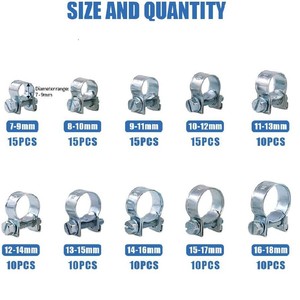 Sanya <b>Mini</b> Hose <b>Clamp</b> Set 7-18mm Steel 120Pcs For Repair And Replacement - Product Image 2