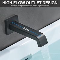 Ensemble de robinetterie de douche pour baignoire avec vanne d'équilibrage de pression, fixation au plafond noir mat 12 pouces, pommeau de douche carré à 1 poignée, sans barre coulissante