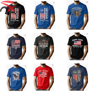 T-<span class=keywords><strong>shirt</strong></span> patriotique en coton pour hommes, design gratuit, 250e <span class=keywords><strong>anniversaire</strong></span> des États-Unis, pour encourager - Product Image 1