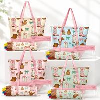 Sac de rangement Mahjong de style western américain pour bottes de cowboy, sac à main trois pièces et trousse de maquillage