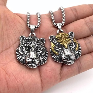Collar con Colgante de Cabeza de Tigre de la India, Estilo Punk Rock, en Acero Inoxidable, Joyería de Moda Animal - Product Image 5