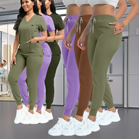 Gommage médical uniforme fabricant en gros à la mode femmes hôpital gommage hauts Jogging jambes soins infirmiers travail uniforme