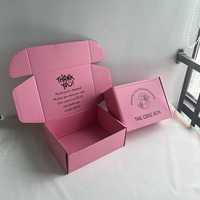 Boîte d'expédition en carton ondulé recyclable rose avec logo, taille personnalisée, MOQ 100