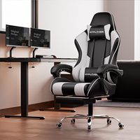 Chaise de bureau et de jeu pivotante à 360 ° blanche avec repose-pieds et soutien lombaire Appui-tête à cadre en métal durable