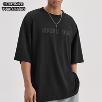 T-shirt en coton tricoté 100 % surdimensionné à col rond, personnalisable avec logo imprimé, blanc et noir uni, pour hommes, vente en gros