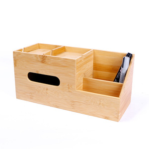 Factory direct wholesale of bamboo remote control <b>storage</b> <b>boxes</b>, living room tissue <b>boxes</b>, multi-compartment <b>drawer</b> <b>storage</b> - Product Image 2