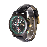 Reloj de Pulsera de Lujo para Hombre, Diseño OEM, Negro, 43 mm, Cristal, Estilo Ejecutivo, con Correa de Cuero y Esfera con Indicadores