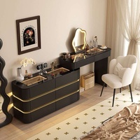 Table de toilette moderne avec miroir LED et tiroir lumineux pour chambre et salle de bain