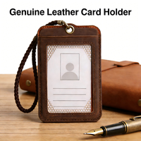 Portefeuille personnalisé en cuir véritable Leefirst, porte-cartes d'identité/de crédit, impression sérigraphique, portefeuille portable personnalisé, clip métallique