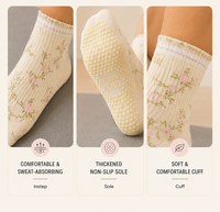 Chaussettes de yoga en coton antidérapantes mi-mollet personnalisées pour femmes avec design respirant à séchage rapide - Chaussettes de danse Pilates et ballet