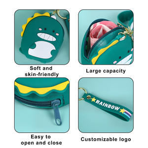 Factory Wholesale Dinosaur Silicone Wallet Cartoon Waterproof <b>Clear</b> Zipper for Jewelry Earphones USB Cables <b>Travel</b> <b>Toiletries</b> - Product Image 3