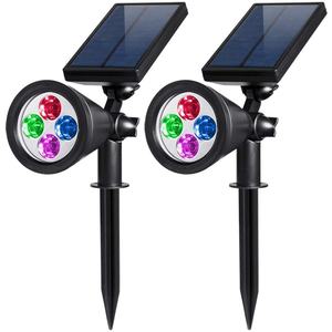 4 projecteurs solaires LED RGB à changement de couleur automatique, étanches, pour jardin, extérieur, paysage - Product Image 1