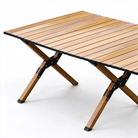 Table pliante en aluminium ultralégère, portable, pliable, table de camping à effet bois, bureau pliable pour pique-nique en plein air, camping, barbecue