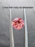 Diamant de laboratoire rose vif fantaisie rond brillant de 1,74 ct, certifié IGI, HPHT CVD VVS VS, diamant de couleur non monté pour bijoux de bague