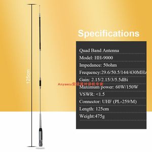 Huahong HH-9000 Four-Band Shortwave 8900 Car Antenna / KG-UV920R (III) / TH9800 Compatible Antenna L692 - Product Image 2