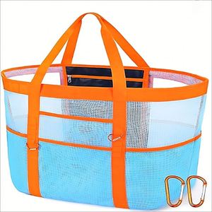 Sac de plage en filet avec fermeture éclair, grand sac fourre-tout de plage pour femme, sac de voyage pour jouets de piscine et essentiels de croisière - Product Image 2