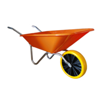 Brouette PVC 60L avec bac en plastique jaune Cadre galvanisé Belle Warrior Mucker Barrow pour la construction équestre Aménagement paysager
