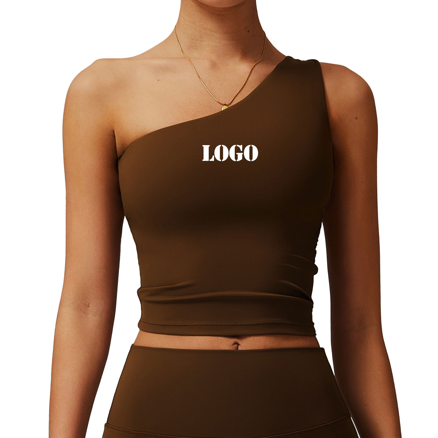 Women Quick-Drying Sports Bra One Shoulder Custom Logo Fitness Running Active Wear Gym Fitness Padded Tank Top Yoga Vest