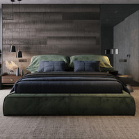 ATUNUS Industrielles Postmodernes Hochwertiges Schlafzimmermöbel Elefantenohr-Bett Stoff-Leder-Holz Bettgestell