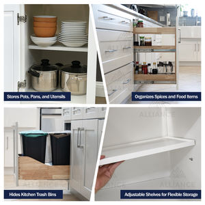 Gabinetes de Cocina Blancos B09-B21 |   RTA Flat Pack |   Diseño Moderno Americano |   Gabinetes de cocina estilo shaker de madera listos para ensamblar - Product Image 4