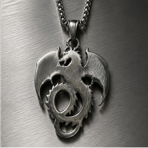 yunnique Dragon Pendant Necklace Stainless Steel Men's Hip Hop Chain Jewelry Animal Shape Geometric Design 3x60cm - Product Image 2